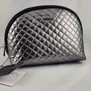 Joan & David | Dome Cosmetic Case | The Diamond Metallic Nylon | Silver
